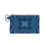 Blue Geometric Flower Dark Mirror Canvas Cosmetic Bag (Small)