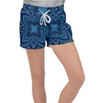 Blue Geometric Flower Dark Mirror Women s Velour Lounge Shorts