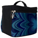 Blue Geometric Flower Dark Mirror Make Up Travel Bag (Big)