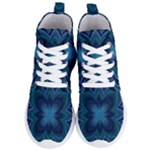 Blue Geometric Flower Dark Mirror Women s Lightweight High Top Sneakers