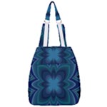 Blue Geometric Flower Dark Mirror Center Zip Backpack