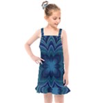 Blue Geometric Flower Dark Mirror Kids  Overall Dress