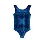 Blue Geometric Flower Dark Mirror Kids  Frill Swimsuit