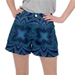 Blue Geometric Flower Dark Mirror Ripstop Shorts