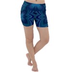 Blue Geometric Flower Dark Mirror Lightweight Velour Yoga Shorts