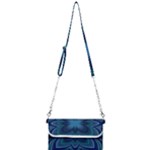 Blue Geometric Flower Dark Mirror Mini Crossbody Handbag