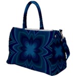 Blue Geometric Flower Dark Mirror Duffel Travel Bag