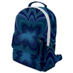 Blue Geometric Flower Dark Mirror Flap Pocket Backpack (Small)