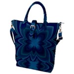 Blue Geometric Flower Dark Mirror Buckle Top Tote Bag