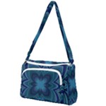 Blue Geometric Flower Dark Mirror Front Pocket Crossbody Bag