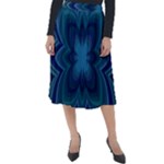Blue Geometric Flower Dark Mirror Classic Velour Midi Skirt 