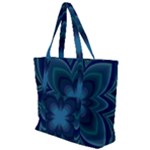 Blue Geometric Flower Dark Mirror Zip Up Canvas Bag