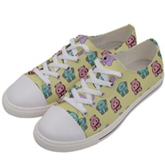 Animals Pastel Children Colorful Women s Low Top Canvas Sneakers