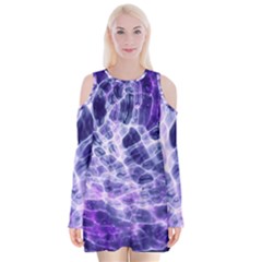 Abstract Background Space Velvet Long Sleeve Shoulder Cutout Dress