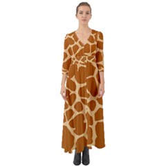 Giraffe Skin Pattern Button Up Boho Maxi Dress