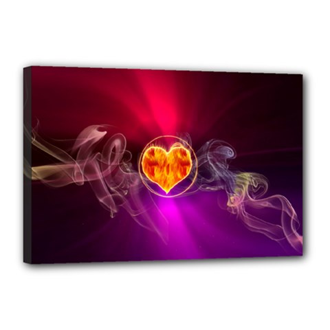 Flame Heart Smoke Love Fire Canvas 18  X 12  (stretched) by HermanTelo