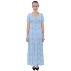 Footprints Pattern Paper Scrapbooking Blue High Waist Short Sleeve Maxi Dress