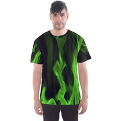 Smoke Flame Abstract Green Men s Sports Mesh Tee