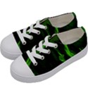 Smoke Flame Abstract Green Kids  Low Top Canvas Sneakers View2