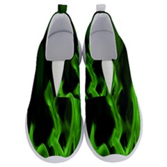 Smoke Flame Abstract Green No Lace Lightweight Shoes