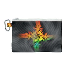 Smoke Rainbow Abstract Fractal Canvas Cosmetic Bag (medium) by HermanTelo