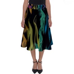 Smoke Rainbow Colors Colorful Fire Perfect Length Midi Skirt by HermanTelo