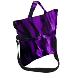 Smoke Flame Abstract Purple Fold Over Handle Tote Bag by HermanTelo