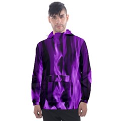 Smoke Flame Abstract Purple Men s Front Pocket Pullover Windbreaker