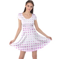Square Pink Pattern Decoration Cap Sleeve Dress by HermanTelo