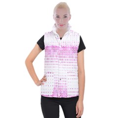 Square Pink Pattern Decoration Women s Button Up Vest