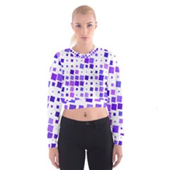 Square Purple Angular Sizes Cropped Sweatshirt by HermanTelo