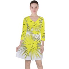 Smilie Sun Emoticon Yellow Cheeky Ruffle Dress by HermanTelo