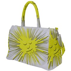 Smilie Sun Emoticon Yellow Cheeky Duffel Travel Bag by HermanTelo