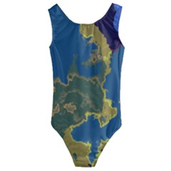 Map Geography World Kids  Cut-out Back One Piece Swimsuit by HermanTelo