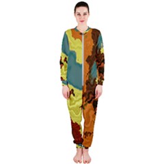 Map Geography World Yellow Onepiece Jumpsuit (ladies) 