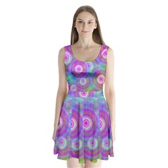 Circle Colorful Pattern Background Split Back Mini Dress 