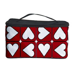 Graphic Heart Pattern Red White Cosmetic Storage