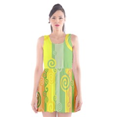 Ring Kringel Background Abstract Yellow Scoop Neck Skater Dress