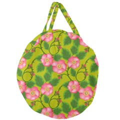 Roses Flowers Pattern Bud Pink Giant Round Zipper Tote