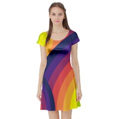 Background Rainbow Colors Colorful Short Sleeve Skater Dress