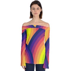Background Rainbow Colors Colorful Off Shoulder Long Sleeve Top by Pakrebo