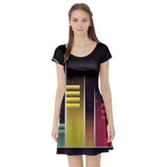 Illustrations Background Abstract Colors Short Sleeve Skater Dress