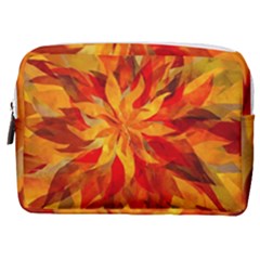 Flower Blossom Red Orange Abstract Make Up Pouch (medium) by Pakrebo