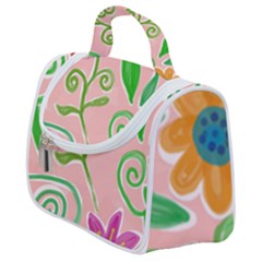 Background Colorful Floral Flowers Satchel Handbag