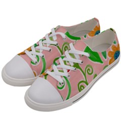 Background Colorful Floral Flowers Women s Low Top Canvas Sneakers