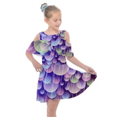 Abstract Background Circle Bubbles Space Kids  Shoulder Cutout Chiffon Dress