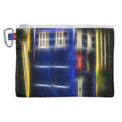 Famous Blue Police Box Canvas Cosmetic Bag (xl) by HermanTelo