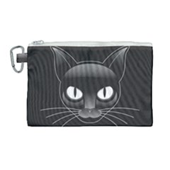 Grey Eyes Kitty Cat Canvas Cosmetic Bag (large) by HermanTelo