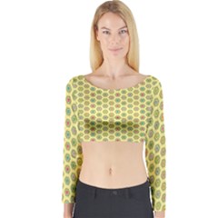 Hexagonal Pattern Unidirectional Yellow Long Sleeve Crop Top