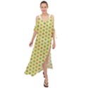Hexagonal Pattern Unidirectional Yellow Maxi Chiffon Cover Up Dress View1